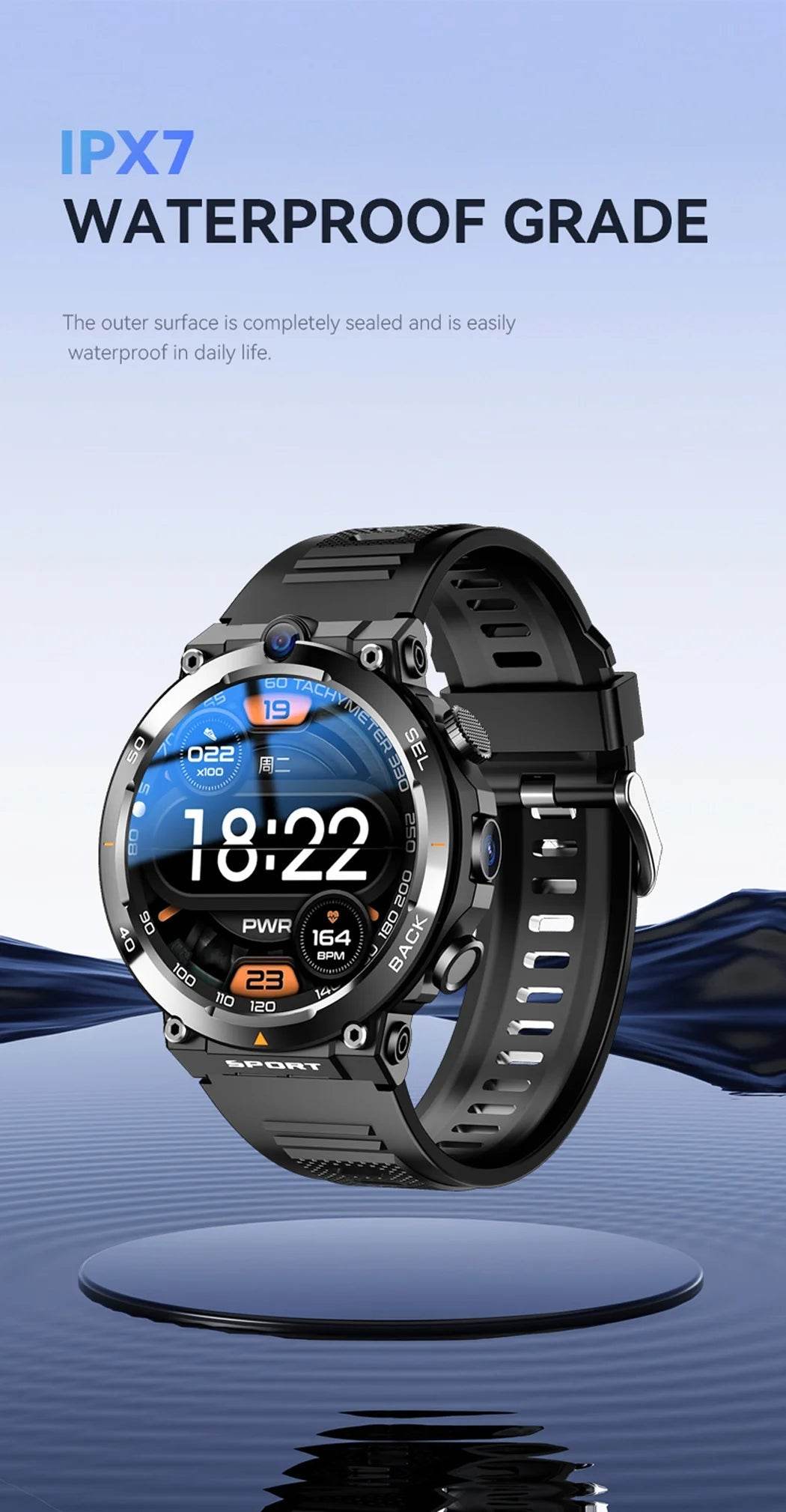 4G LTE Smart Watch 2024 Android os GPS Video Voice Wi-Fi Call Messaging HD Dual Cameras 4G Sim Card Call WIFI Men's SmartWatch - NexoEden