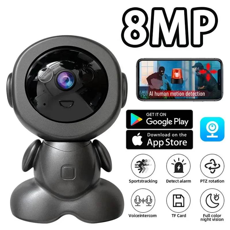 8MP PTZ Wifi IP Camera Color Night Auto Tracking AI Human Detect Baby Monitor HD Wireless Robot Surveillance Cmaeras Smart Home - NexoEden