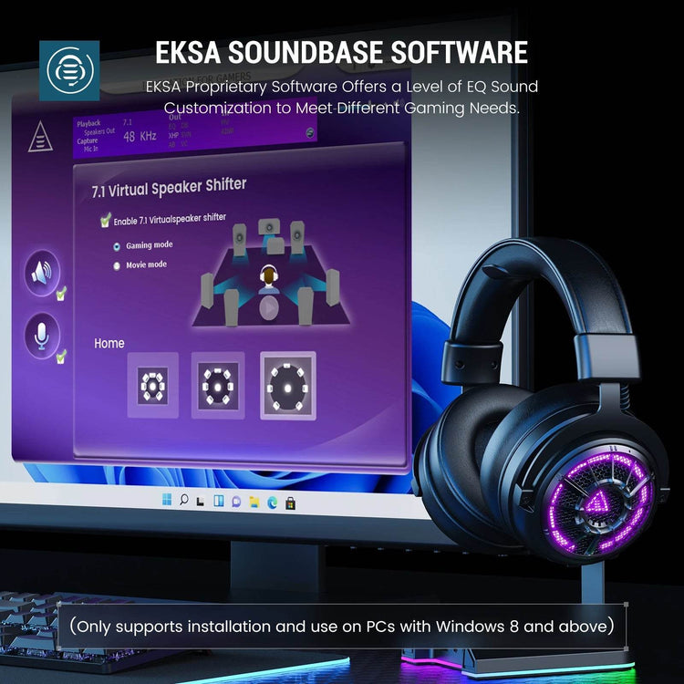 EKSA E5000 BT 2.4GHz Wireless Headphones Bluetooth 5.3 Gaming Headset Gamer with ENC Noise Cancelling Mic for PC/PS5/Xbox, 100H - NexoEden