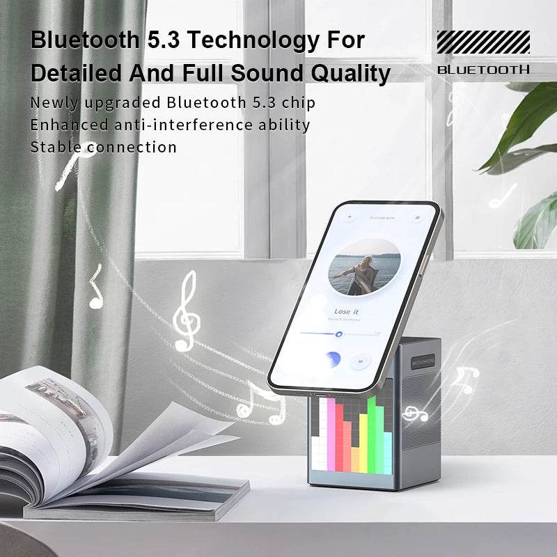 6-in-1 Magnetic Wireless Charging Station with Bluetooth Speaker, Alarm Clock, for IPhone, AirPods, IWatch-Multifunction Charger - NexoEden