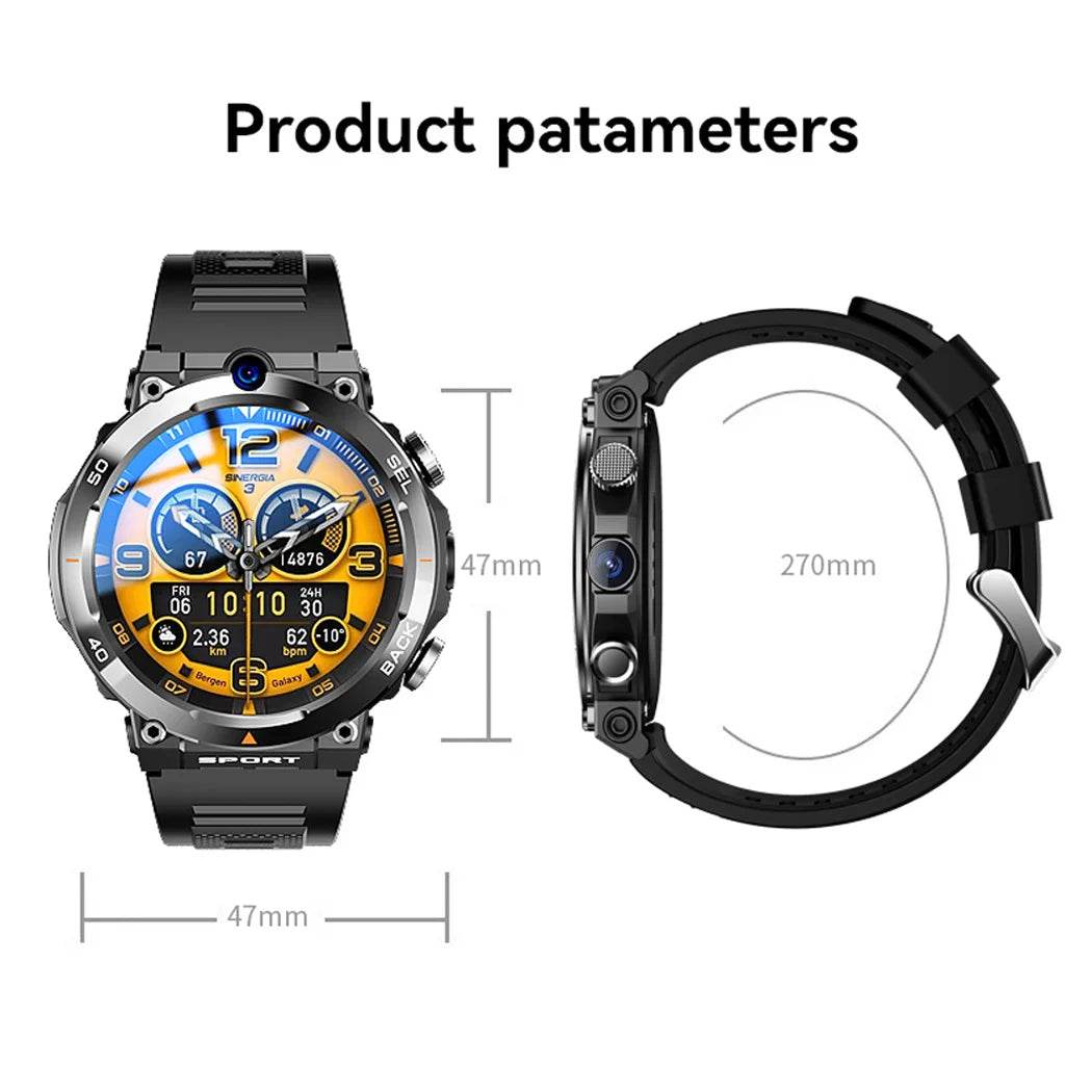 4G LTE Smart Watch 2024 Android os GPS Video Voice Wi-Fi Call Messaging HD Dual Cameras 4G Sim Card Call WIFI Men's SmartWatch - NexoEden