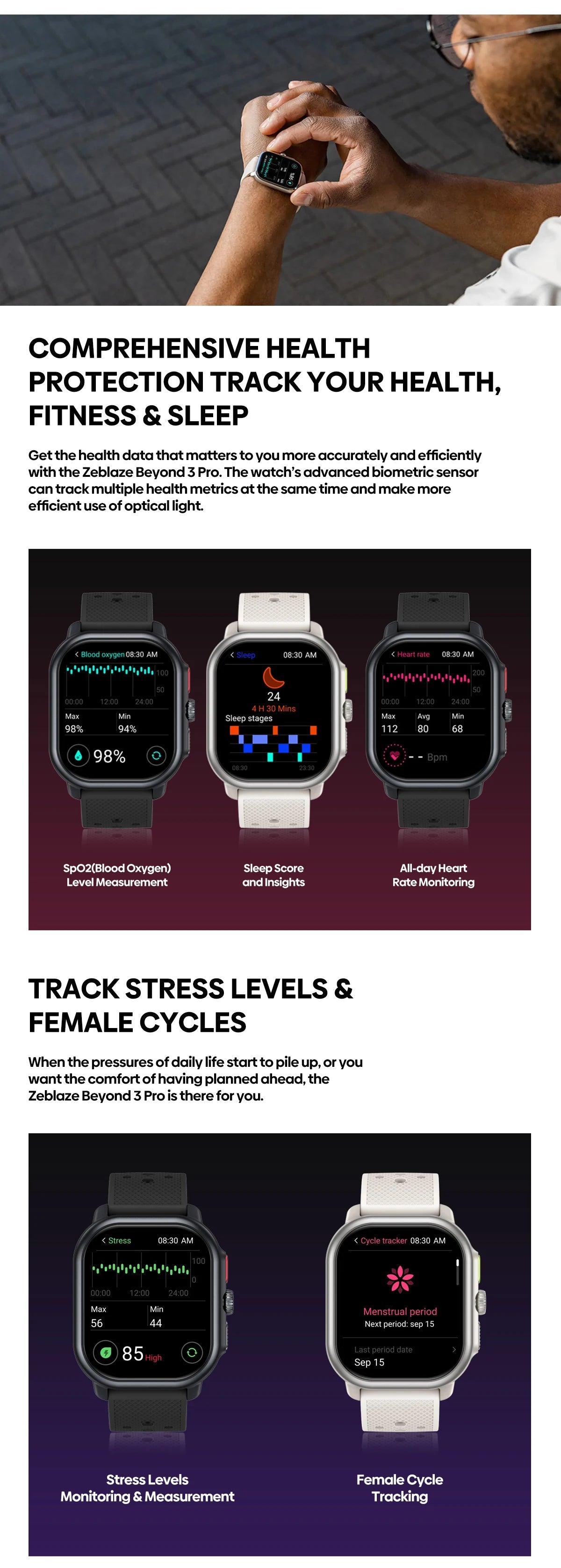New Zeblaze Beyond 3 Pro GPS Smart Watch Built-in GPS & Route Import 2.15" AMOLED Display Make/Receive Phone Calls Smartwatch NexoEden