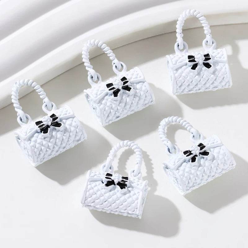 5pcs New Fashion Bag Enamel Charms 3D Bow Knot Cute Mini Little Carrying Bags Pendants For Making Handmade DIY Jewelry Findings - NexoEden