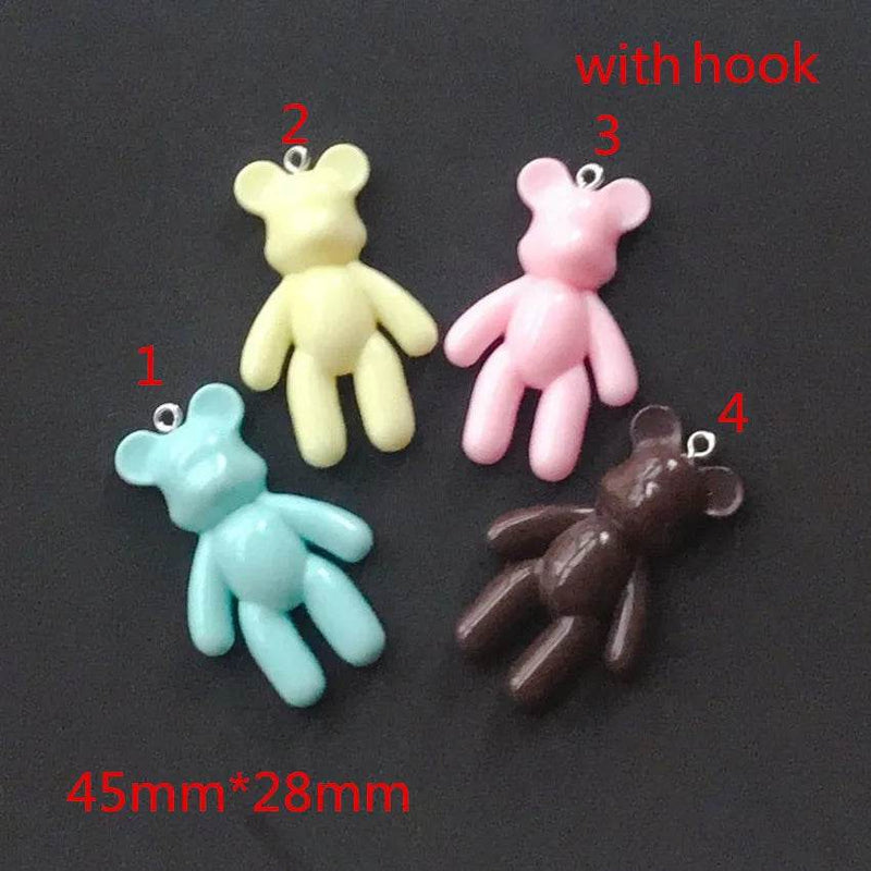 10Pcs 45*28MM Violent Bear Charms Flatback Resin Cabochons Glitter Candy Necklace Keychain Pendant DIY Making Accessories - NexoEden