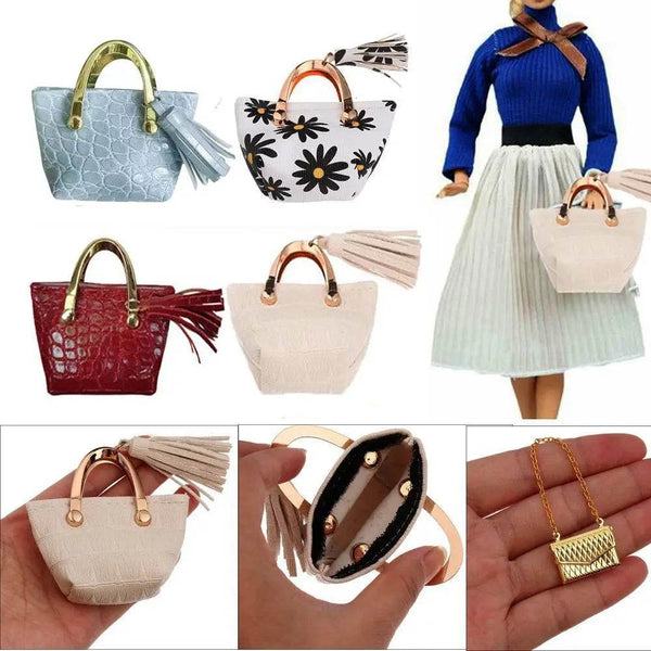 1/6 Doll Accessories Doll Handbag Lady PU Leather Bag Purse Accessories Dollhouse Kids Toys Party Favors Playing House Toys - NexoEden