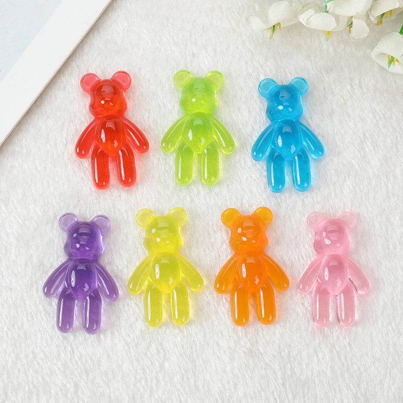 20Pcs 28*45MM Violent Bear Charms Glitter Flatback Resin Craft Jewlery Findings For Necklace Pendant Keychain Diy Making - NexoEden