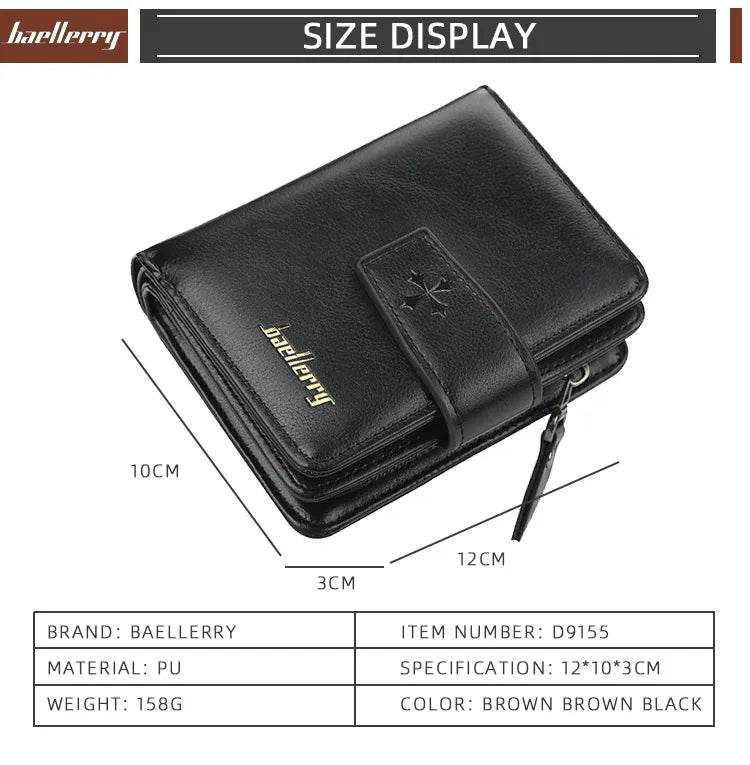 New Business Men Wallets Zipper Card Holder High Quality Male Purse New PU Leather Vintage Coin Holder Men Wallets - NexoEden