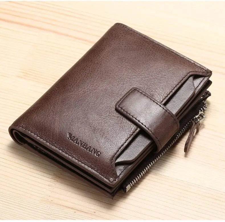 ManBang Brand Luxury Men's Wallet Genuine Leather Purse Vertical Driver's License First Layer Cowhide Multi-Function Card Bag - NexoEden