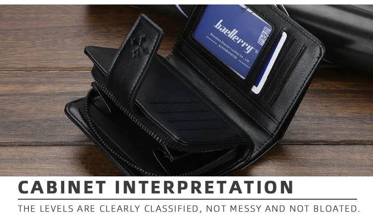 New Business Men Wallets Zipper Card Holder High Quality Male Purse New PU Leather Vintage Coin Holder Men Wallets - NexoEden