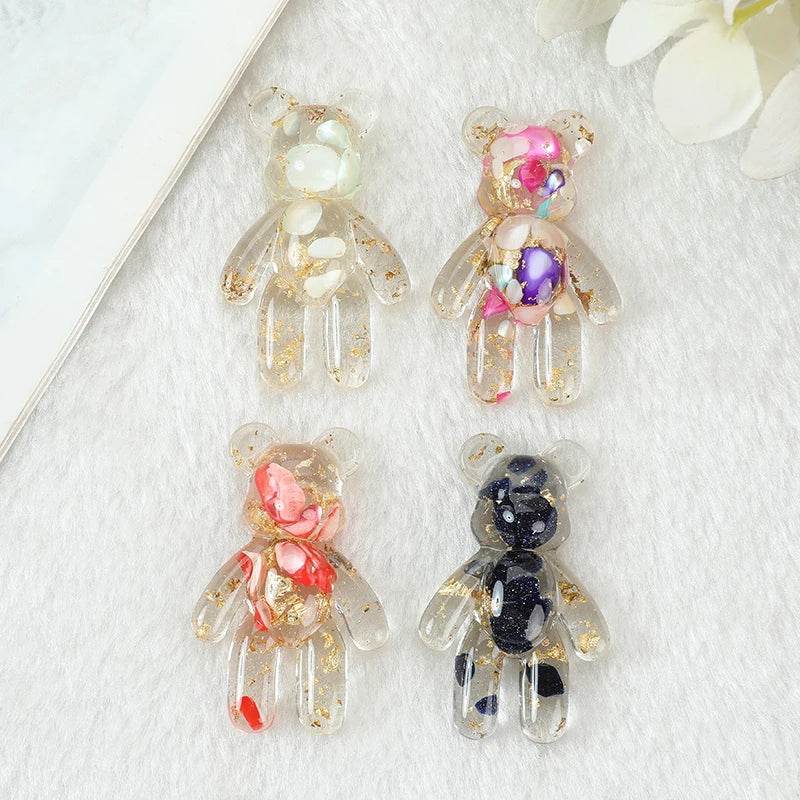 20Pcs 28*45MM Violent Bear Charms Glitter Flatback Resin Craft Jewlery Findings For Necklace Pendant Keychain Diy Making - NexoEden