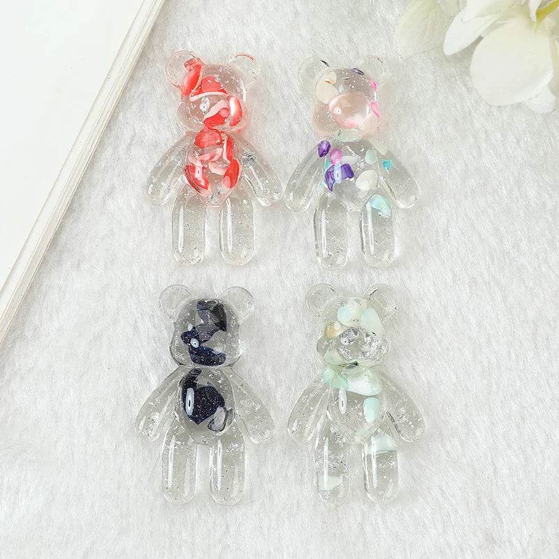 20Pcs 28*45MM Violent Bear Charms Glitter Flatback Resin Craft Jewlery Findings For Necklace Pendant Keychain Diy Making - NexoEden