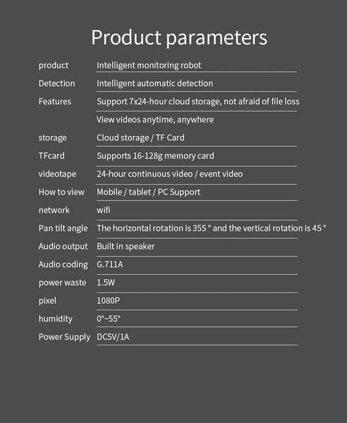 2MP 1080P Wireless WIFI Robot IP Camera AI Humanoid Auto Tracking Motion Detection 360 Degree PTZ CCTV Baby Monitor - NexoEden