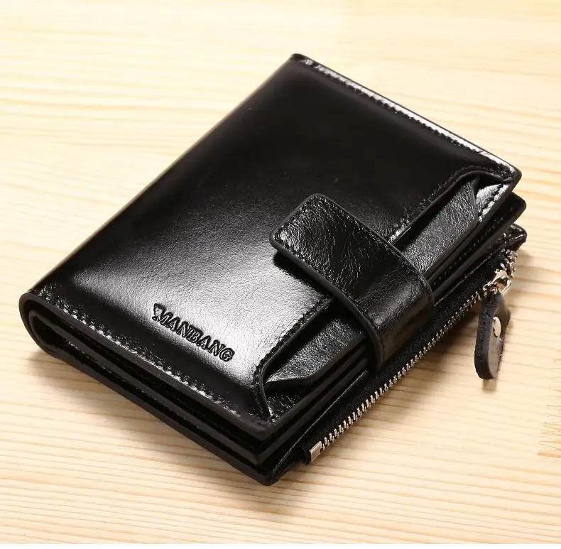 ManBang Brand Luxury Men's Wallet Genuine Leather Purse Vertical Driver's License First Layer Cowhide Multi-Function Card Bag - NexoEden