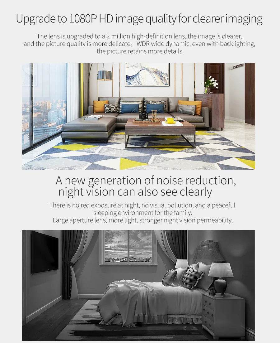 2MP 1080P Wireless WIFI Robot IP Camera AI Humanoid Auto Tracking Motion Detection 360 Degree PTZ CCTV Baby Monitor - NexoEden