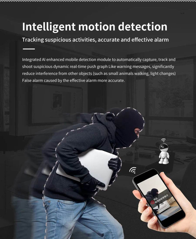 2MP 1080P Wireless WIFI Robot IP Camera AI Humanoid Auto Tracking Motion Detection 360 Degree PTZ CCTV Baby Monitor - NexoEden