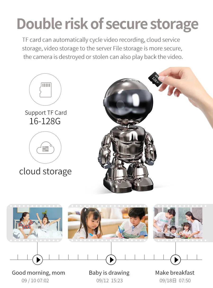 2MP 1080P Wireless WIFI Robot IP Camera AI Humanoid Auto Tracking Motion Detection 360 Degree PTZ CCTV Baby Monitor - NexoEden