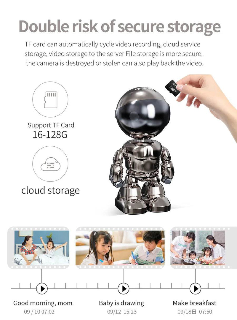 2MP 1080P Wireless WIFI Robot IP Camera AI Humanoid Auto Tracking Motion Detection 360 Degree PTZ CCTV Baby Monitor - NexoEden