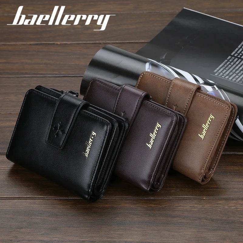 New Business Men Wallets Zipper Card Holder High Quality Male Purse New PU Leather Vintage Coin Holder Men Wallets - NexoEden