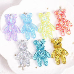 20Pcs 28*45MM Violent Bear Charms Glitter Flatback Resin Craft Jewlery Findings For Necklace Pendant Keychain Diy Making - NexoEden