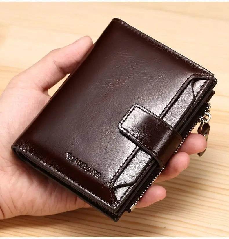 ManBang Brand Luxury Men's Wallet Genuine Leather Purse Vertical Driver's License First Layer Cowhide Multi-Function Card Bag - NexoEden