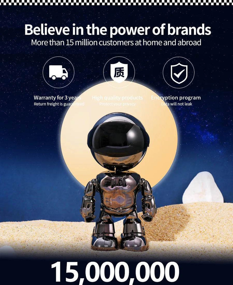 2MP 1080P Wireless WIFI Robot IP Camera AI Humanoid Auto Tracking Motion Detection 360 Degree PTZ CCTV Baby Monitor - NexoEden