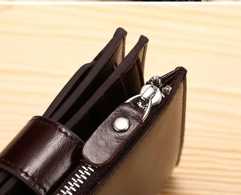 ManBang Brand Luxury Men's Wallet Genuine Leather Purse Vertical Driver's License First Layer Cowhide Multi-Function Card Bag - NexoEden