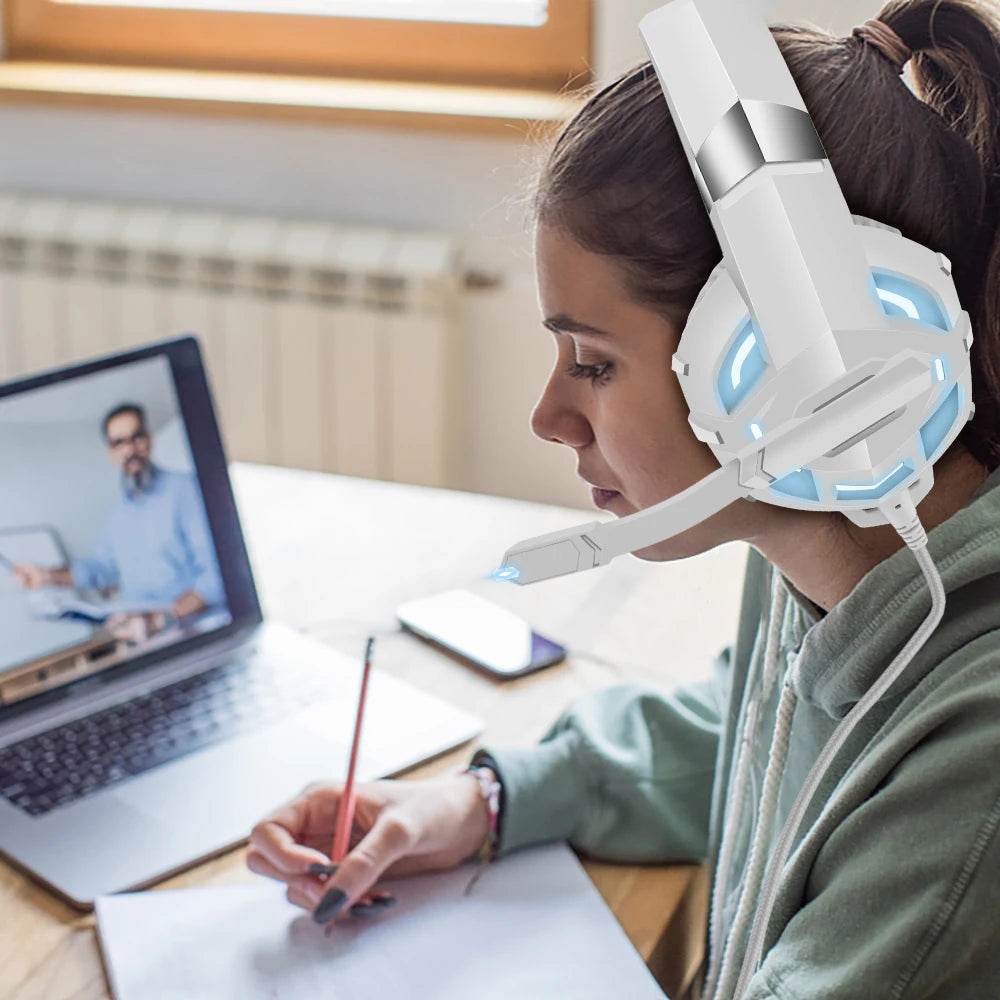 Pink K2 Gaming Headphone With HD Mic PS5 Wired Headset For Gamer Girls 3D Surround Sound Over-Ear Headphone For PC - NexoEden
