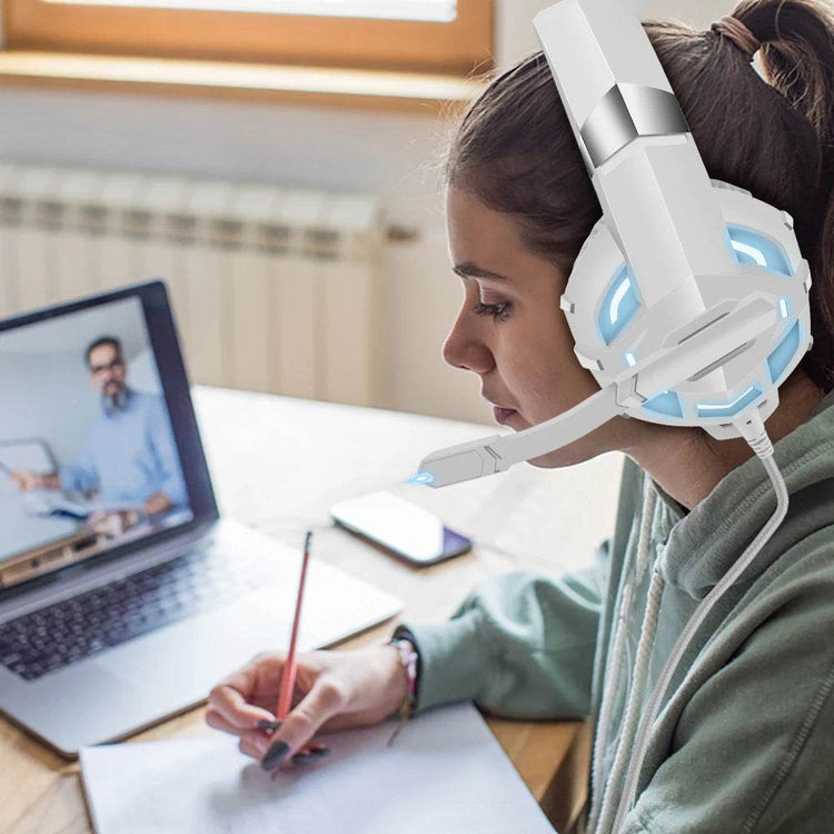 Pink K2 Gaming Headphone With HD Mic PS5 Wired Headset For Gamer Girls 3D Surround Sound Over-Ear Headphone For PC - NexoEden