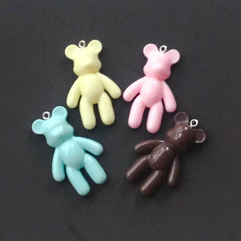 10Pcs 45*28MM Violent Bear Charms Flatback Resin Cabochons Glitter Candy Necklace Keychain Pendant DIY Making Accessories - NexoEden