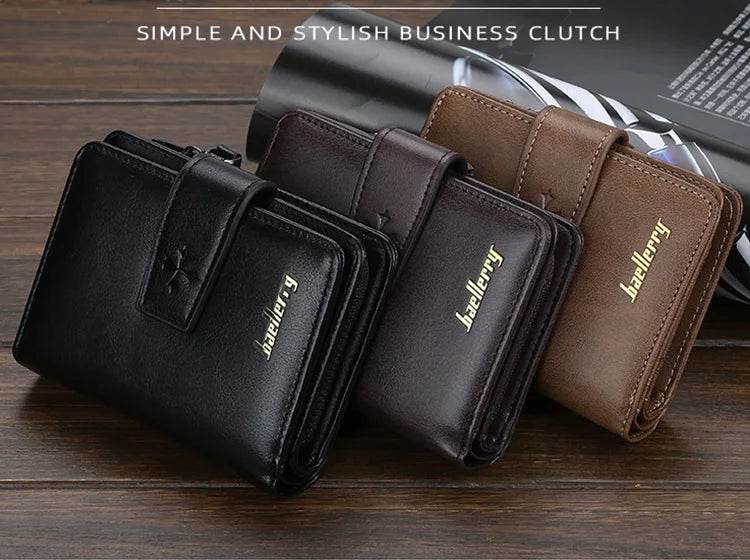 New Business Men Wallets Zipper Card Holder High Quality Male Purse New PU Leather Vintage Coin Holder Men Wallets - NexoEden