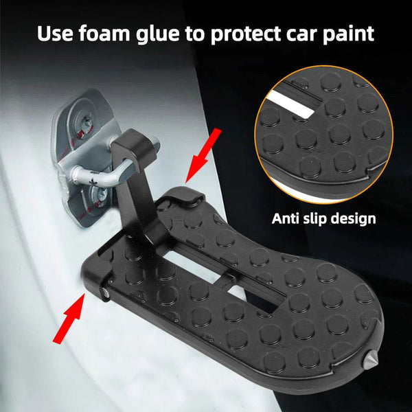 CAER Foldable Car Roof Rack Step Car Door Step Universal Latch Hook Auxiliary Walking Foot Pedal Aluminium Alloy Safety Hammer - NexoEden