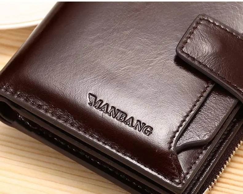 ManBang Brand Luxury Men's Wallet Genuine Leather Purse Vertical Driver's License First Layer Cowhide Multi-Function Card Bag - NexoEden
