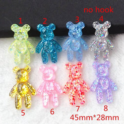 10Pcs 45*28MM Violent Bear Charms Flatback Resin Cabochons Glitter Candy Necklace Keychain Pendant DIY Making Accessories - NexoEden
