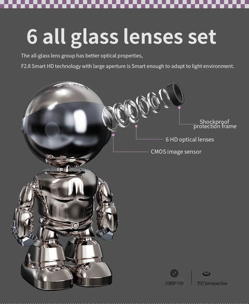 2MP 1080P Wireless WIFI Robot IP Camera AI Humanoid Auto Tracking Motion Detection 360 Degree PTZ CCTV Baby Monitor - NexoEden