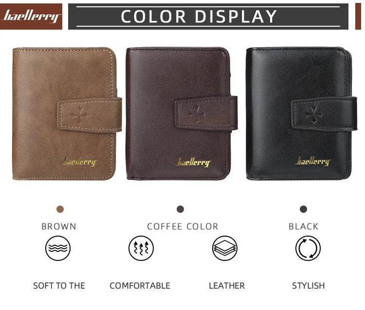 New Business Men Wallets Zipper Card Holder High Quality Male Purse New PU Leather Vintage Coin Holder Men Wallets - NexoEden