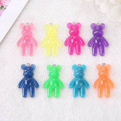20Pcs 28*45MM Violent Bear Charms Glitter Flatback Resin Craft Jewlery Findings For Necklace Pendant Keychain Diy Making - NexoEden