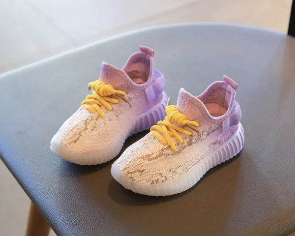 Children's Sports Shoes Soft Sole Thick Bottom Mesh Lace Up Gradient Sneakers Basketball Running Non Slip Boys Girls Fashion - NexoEden