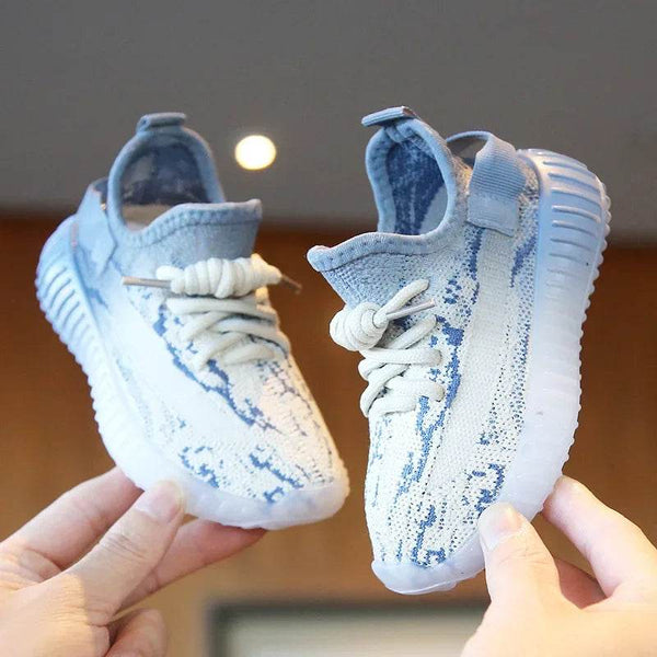 Children's Sports Shoes Soft Sole Thick Bottom Mesh Lace Up Gradient Sneakers Basketball Running Non Slip Boys Girls Fashion - NexoEden