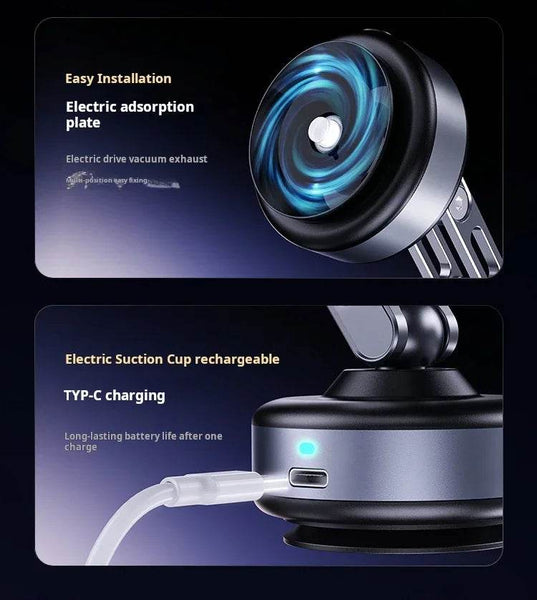 360 Degree Rotation Magnetic Vacuum Adsorption Car Mount Mobile Phone Holder Foldable Aluminum Alloy Suitable for Smartphones - NexoEden