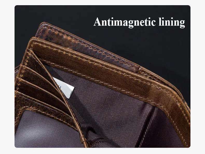 SCHLATUM Genuine Leather Men Business Wallet RFID Men Card Id Holder Coin Purse Travel Wallet Anti-theft Swipe - NexoEden