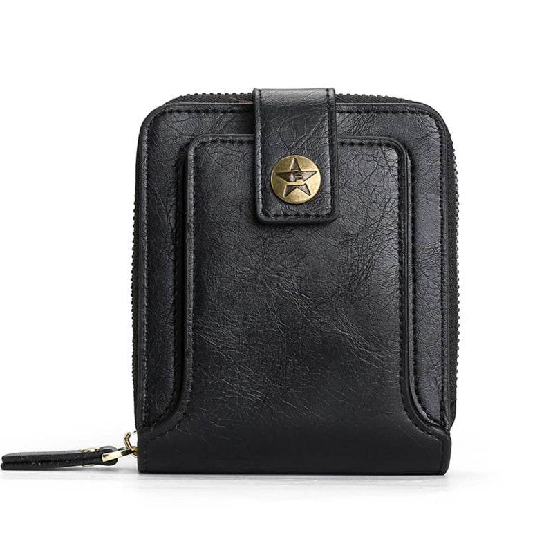 Vintage Men's PU Leather Short Wallet – Durable Zipper Clutch - NexoEden