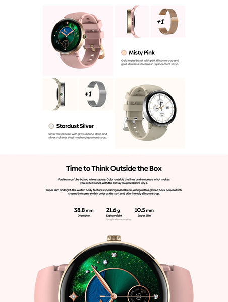 New 2025 Zeblaze LILY 2 Voice Calling Female Smartwatch Double Strap 1.2" HD AMOLED Display Health Monitoring Sports Smart Watch NexoEden