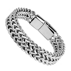 HNSP 10MM Stainless Steel Bracelet For Men Jewelry Hidden Locks Hand Chain 19/21/23CM Size Accessories - NexoEden