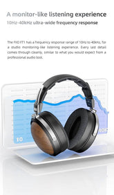 FiiO FT1 Closed-Back Over-Ear Nanowood Fiber Composite Diaphragm Wired Hi-Fi Headphones, American Black Wood Ear Cups for Studio - NexoEden