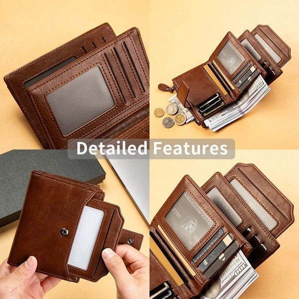 Men's Wallet New Leather Short Vintage Multi-card PU Leather Pop Gift Box Gift - NexoEden