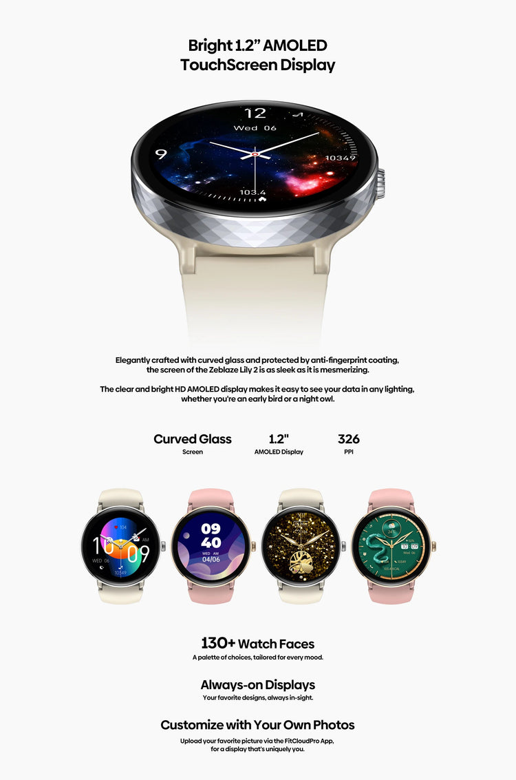 New 2025 Zeblaze LILY 2 Voice Calling Female Smartwatch Double Strap 1.2" HD AMOLED Display Health Monitoring Sports Smart Watch NexoEden
