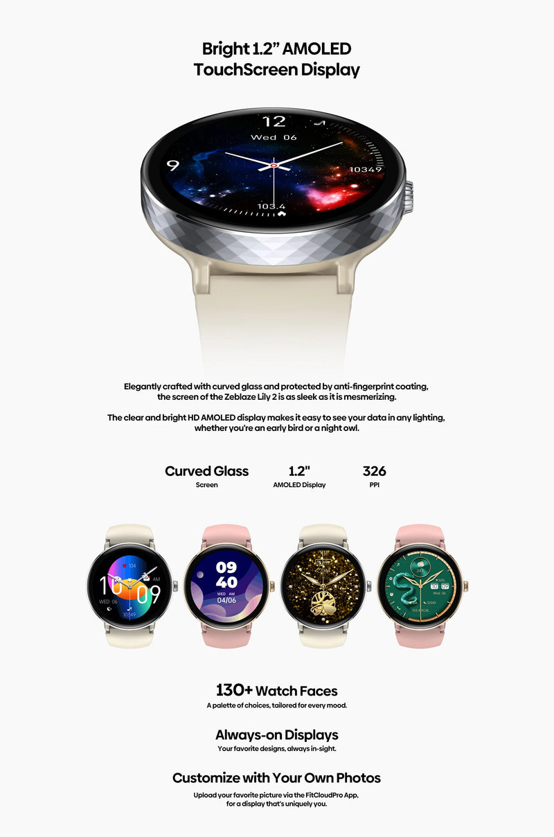 New 2025 Zeblaze LILY 2 Voice Calling Female Smartwatch Double Strap 1.2" HD AMOLED Display Health Monitoring Sports Smart Watch NexoEden