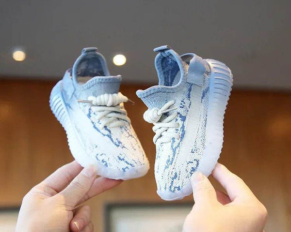 Children's Sports Shoes Soft Sole Thick Bottom Mesh Lace Up Gradient Sneakers Basketball Running Non Slip Boys Girls Fashion - NexoEden