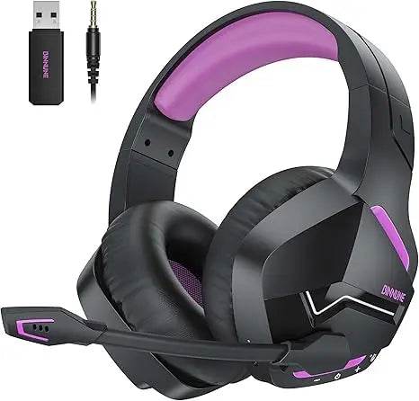 BINNUNE BW01 Wireless Gaming Headset for PC PS4 PS5 Playstation 4 5, 2.4G Wireless Bluetooth USB Gamer Headphones with Mic - NexoEden