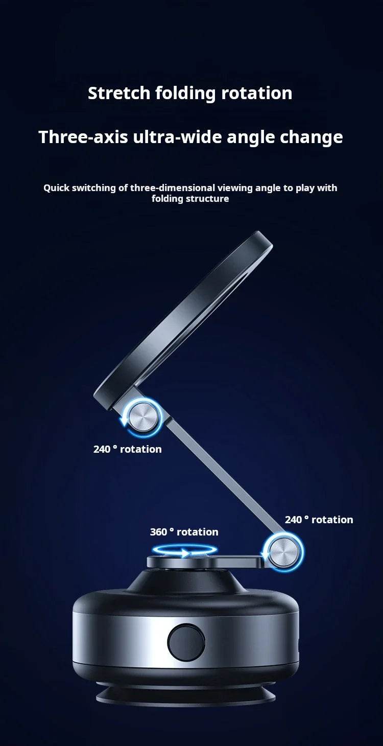 360 Degree Rotation Magnetic Vacuum Adsorption Car Mount Mobile Phone Holder Foldable Aluminum Alloy Suitable for Smartphones - NexoEden